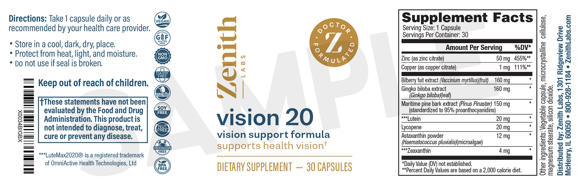 Vision 20® by Zenith Labs Dietary Supplements review image from Supplement Skeptic