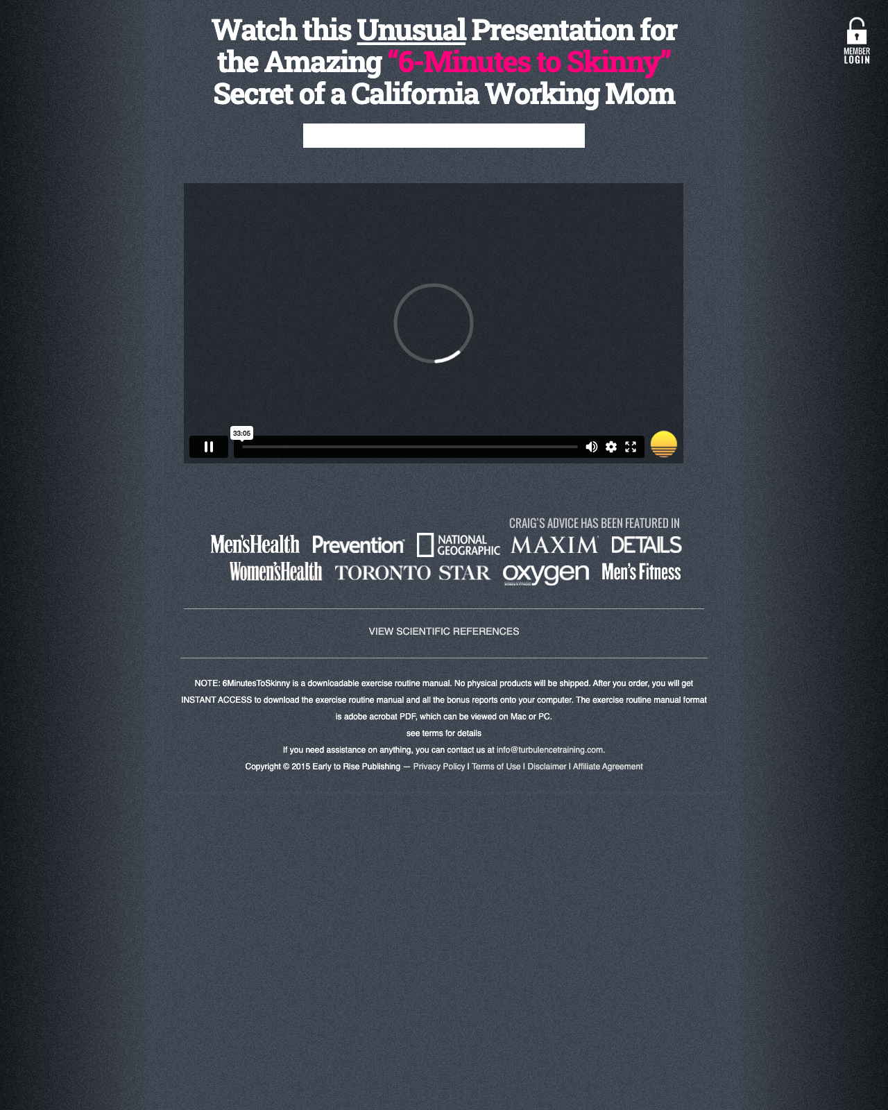 Screenshot of the 6 Minutes to Skinny: Make $22-$160 Per Sale sales page — open current offer