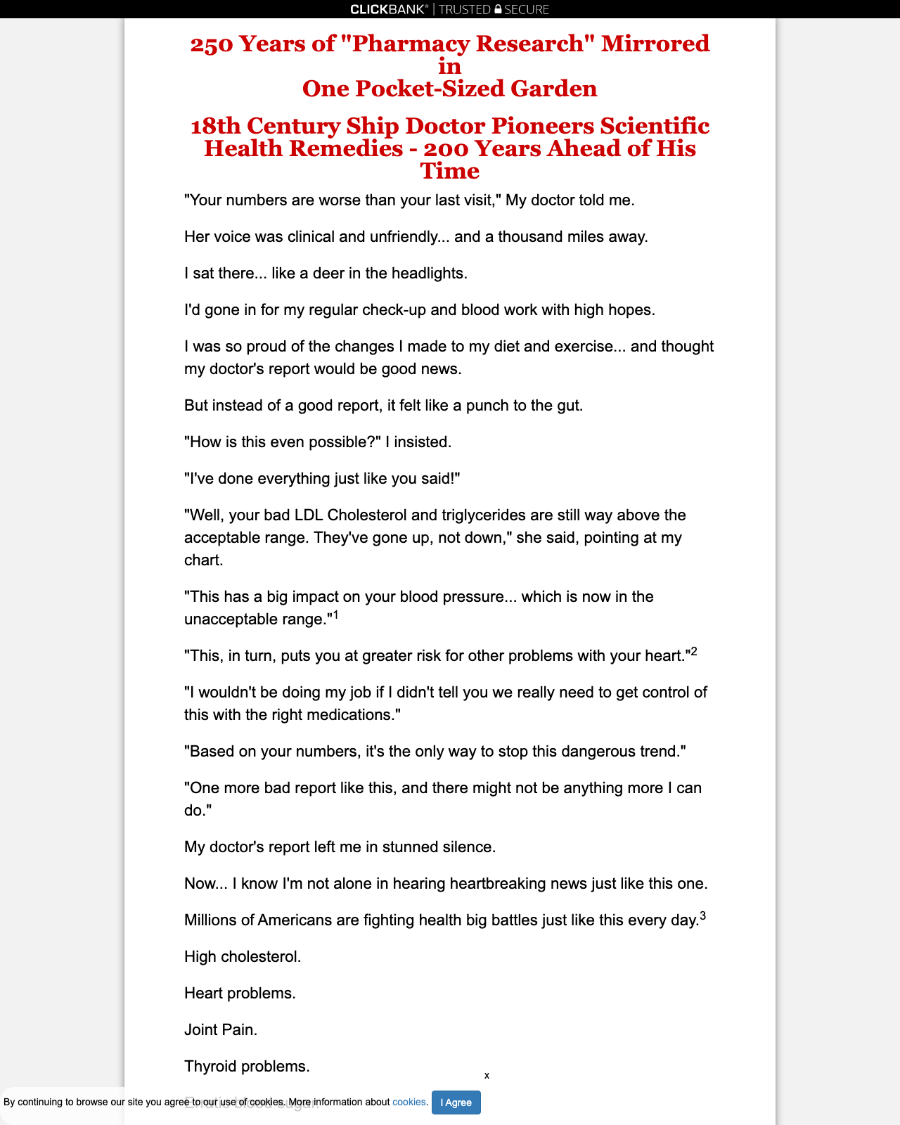 Screenshot of the Backyard Healing Herbs sales page — open current offer