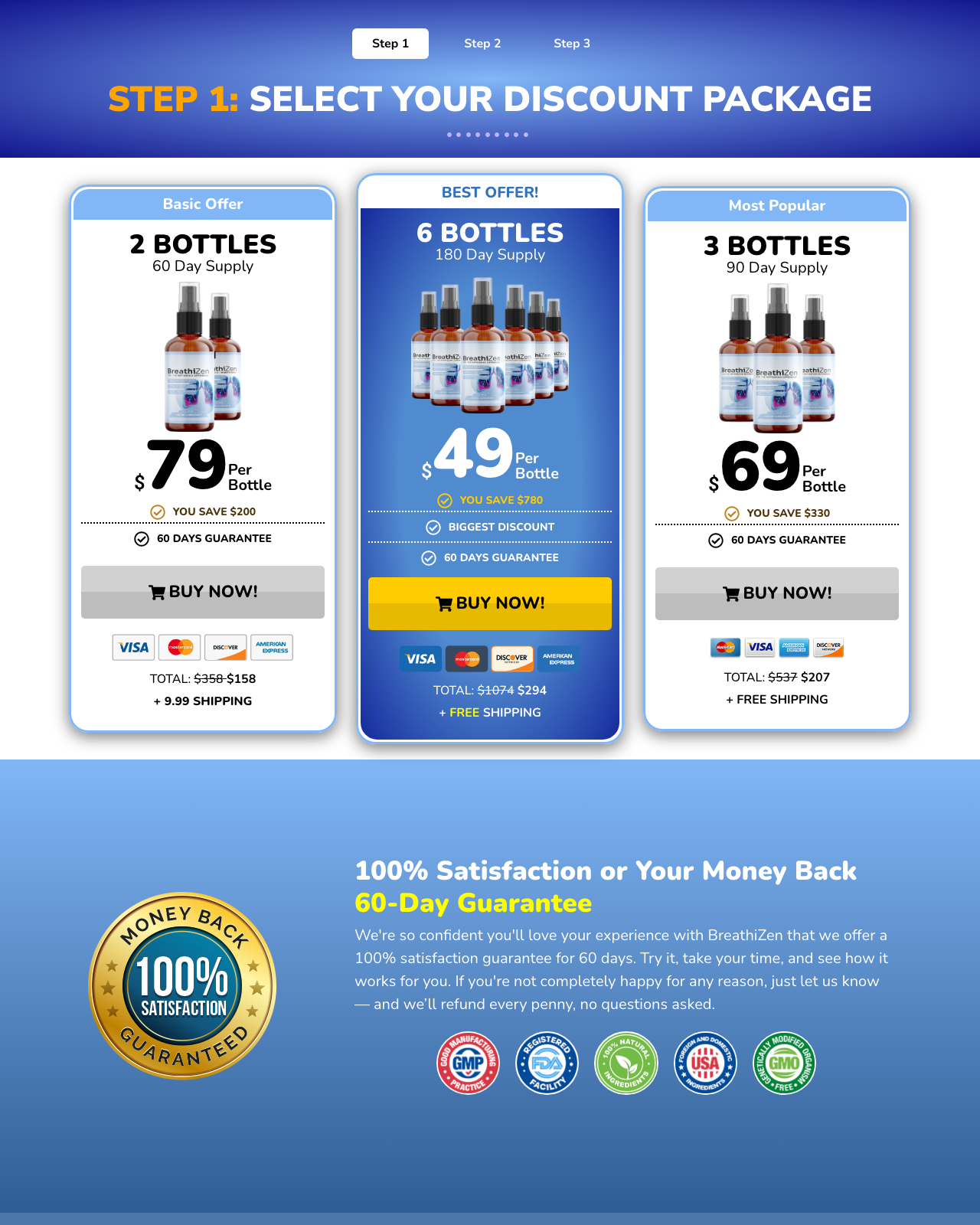 Screenshot of the Breathizen sales page — open current offer