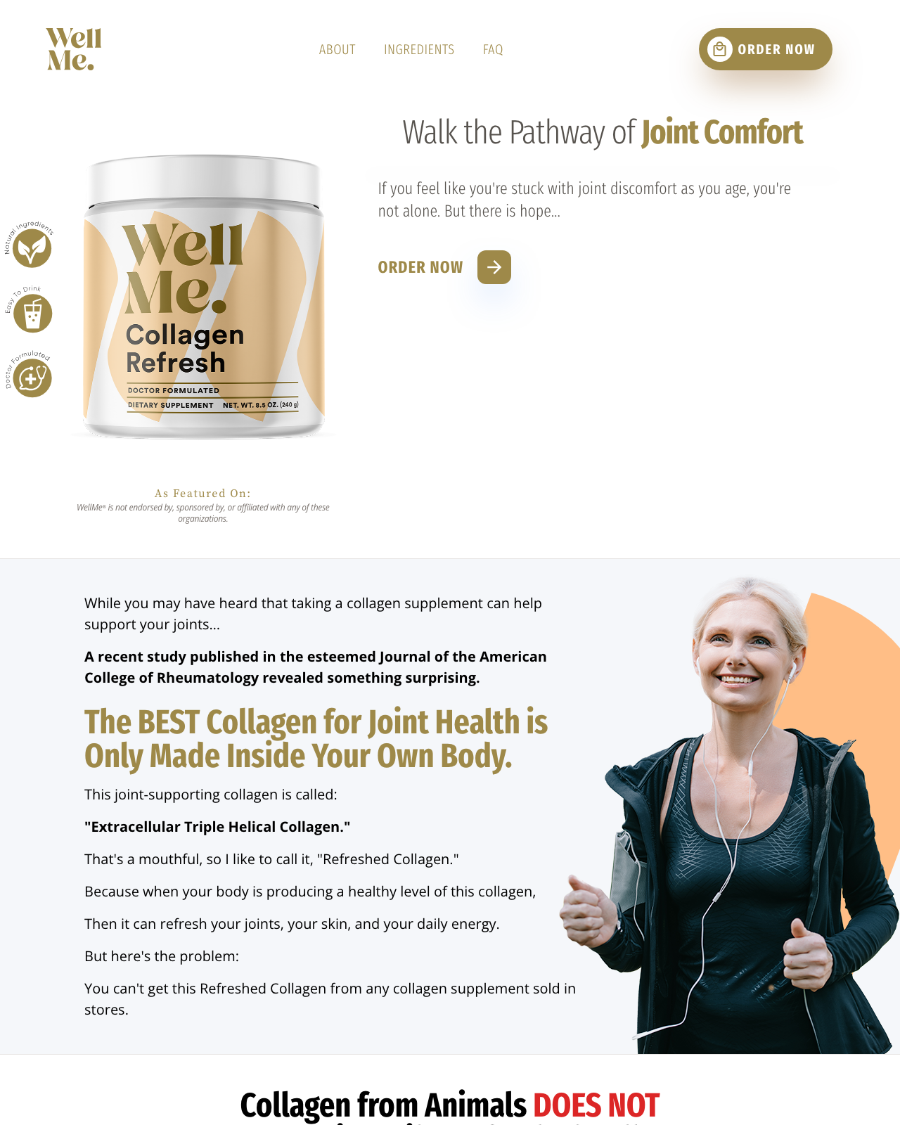 Screenshot of the Collagen Refresh sales page — open current offer