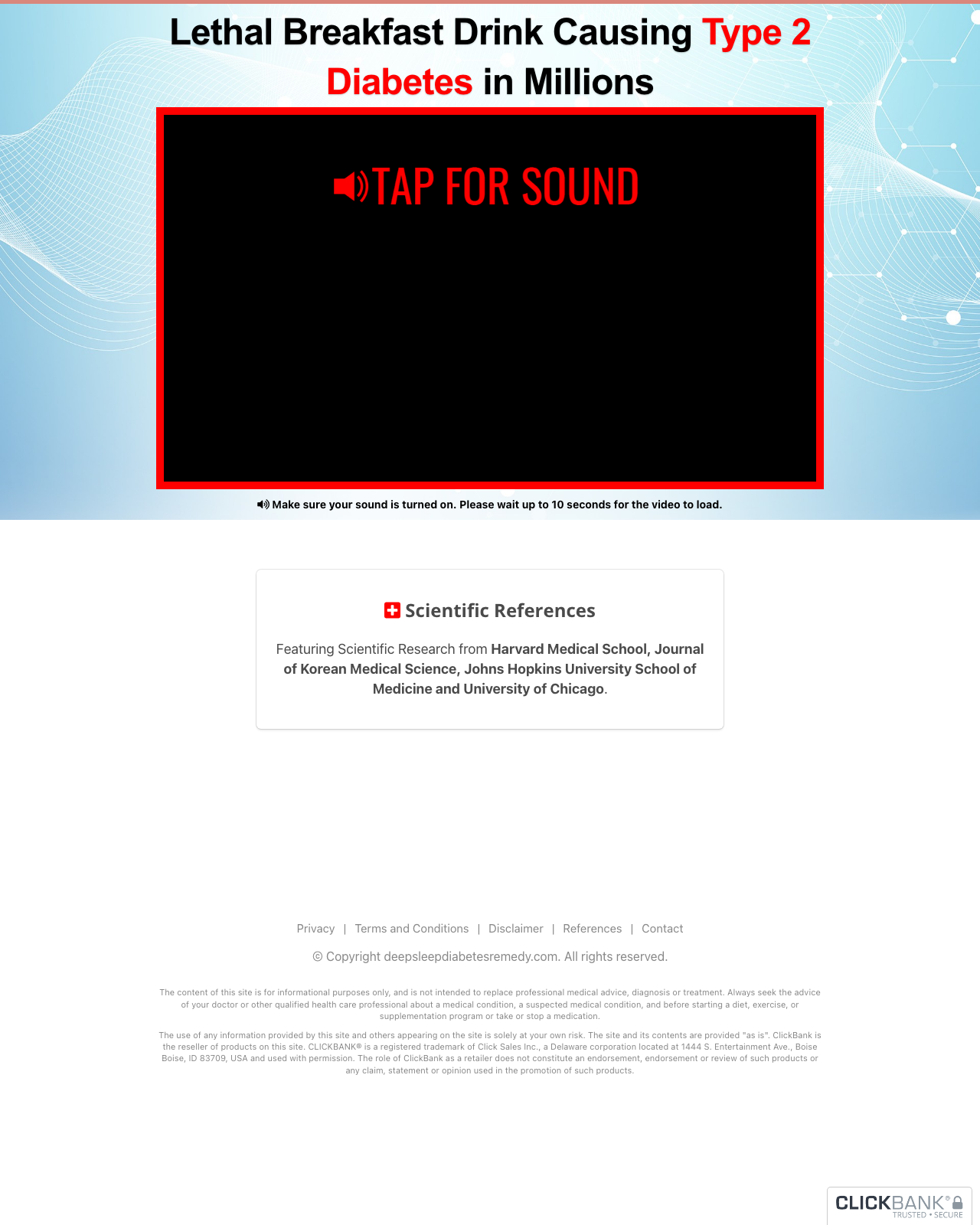 Screenshot of the Deep Sleep Diabetes Remedy sales page — open current offer
