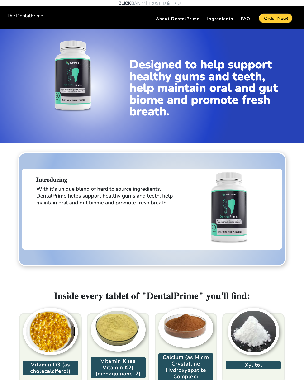 Screenshot of the DentalPrime – 2025’s Fastest-Growing Dental Supplement sales page — open current offer