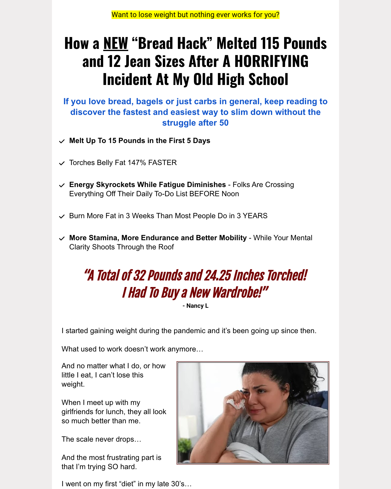 Screenshot of the Diet Free Weekends Solution sales page — open current offer