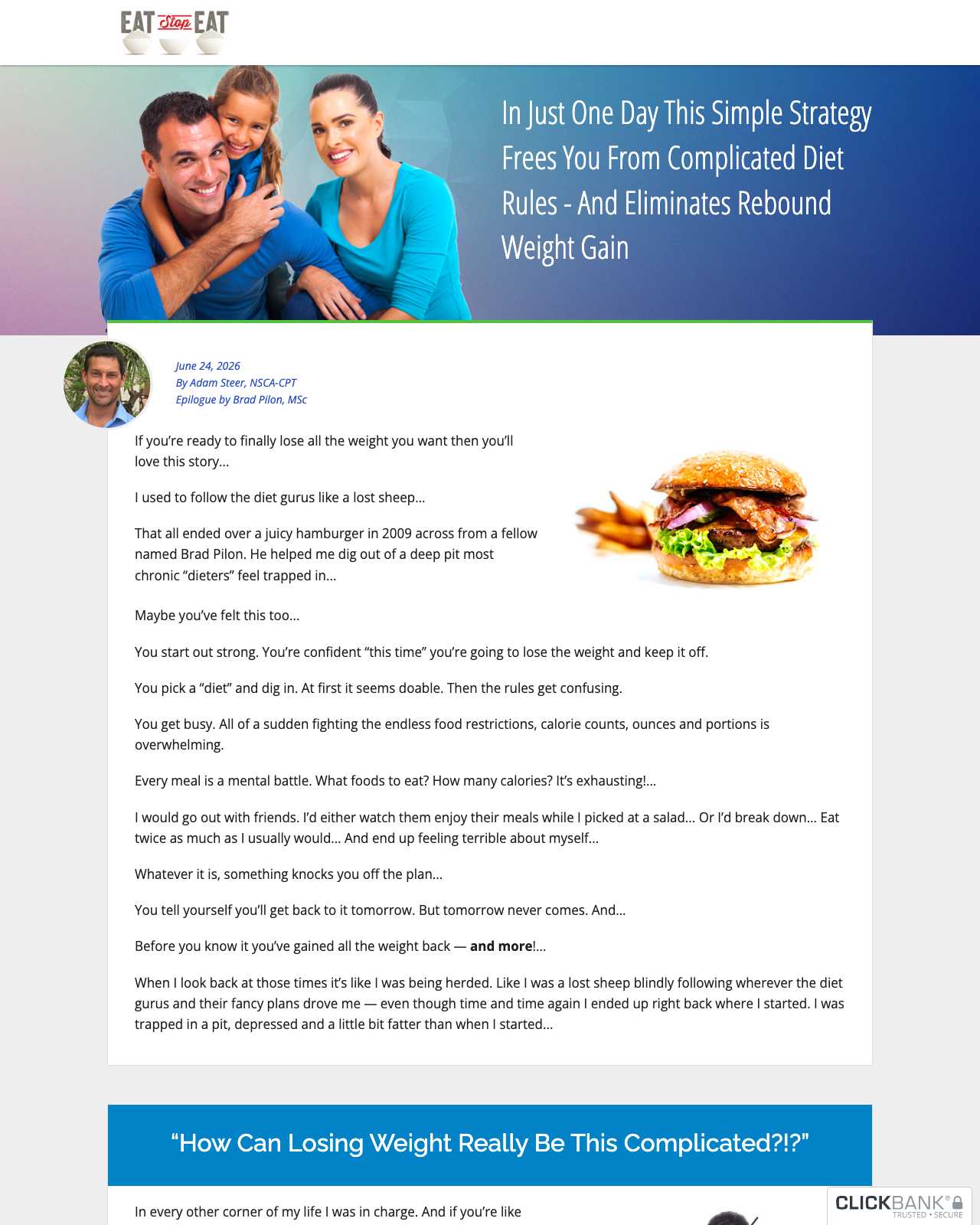 Screenshot of the EAT STOP EAT And More Brad Pilon Bestsellers sales page — open current offer