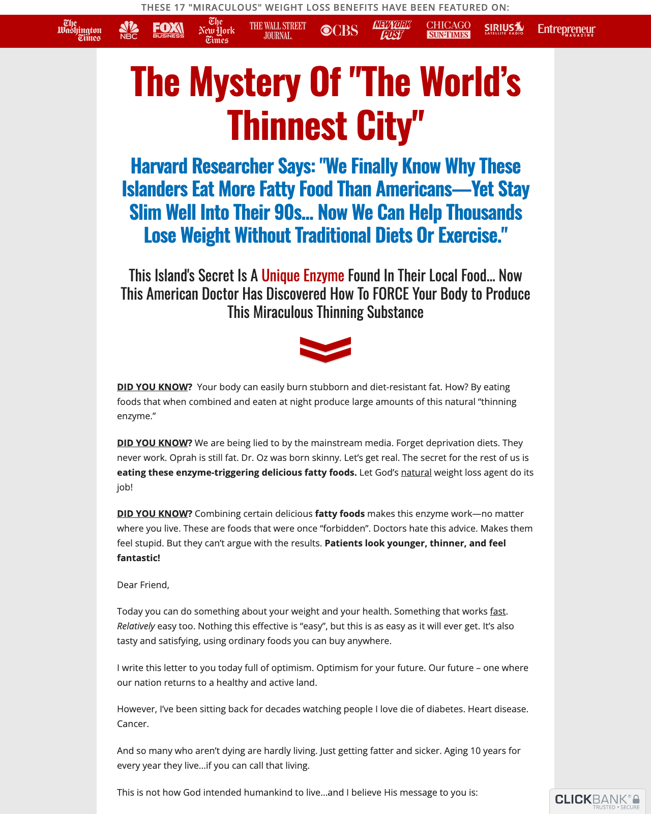 Screenshot of the Eat The Fat Off - Most Compelling Sales Copy You have Seen In 2019 sales page — open current offer