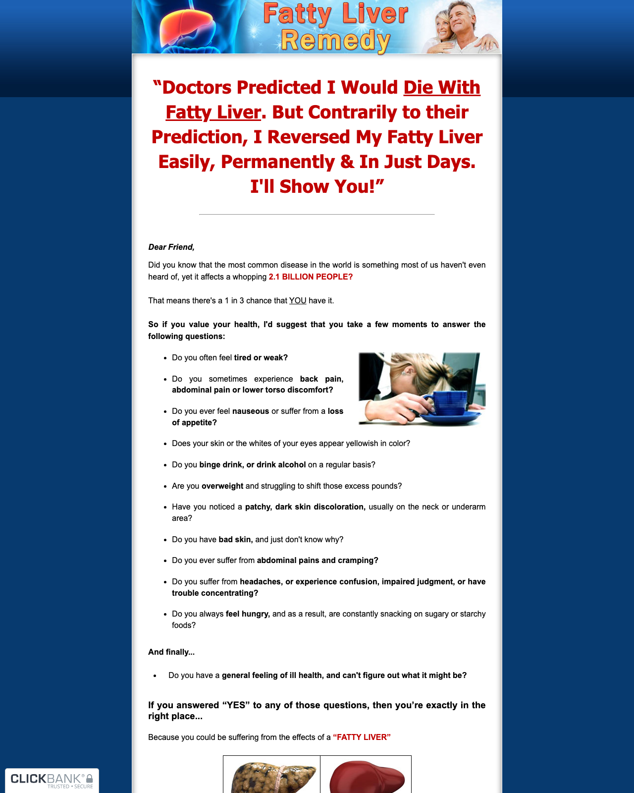 Screenshot of the Fatty Liver Remedy ~ Brand New With a 10.3% Conversion Rate! sales page — open current offer