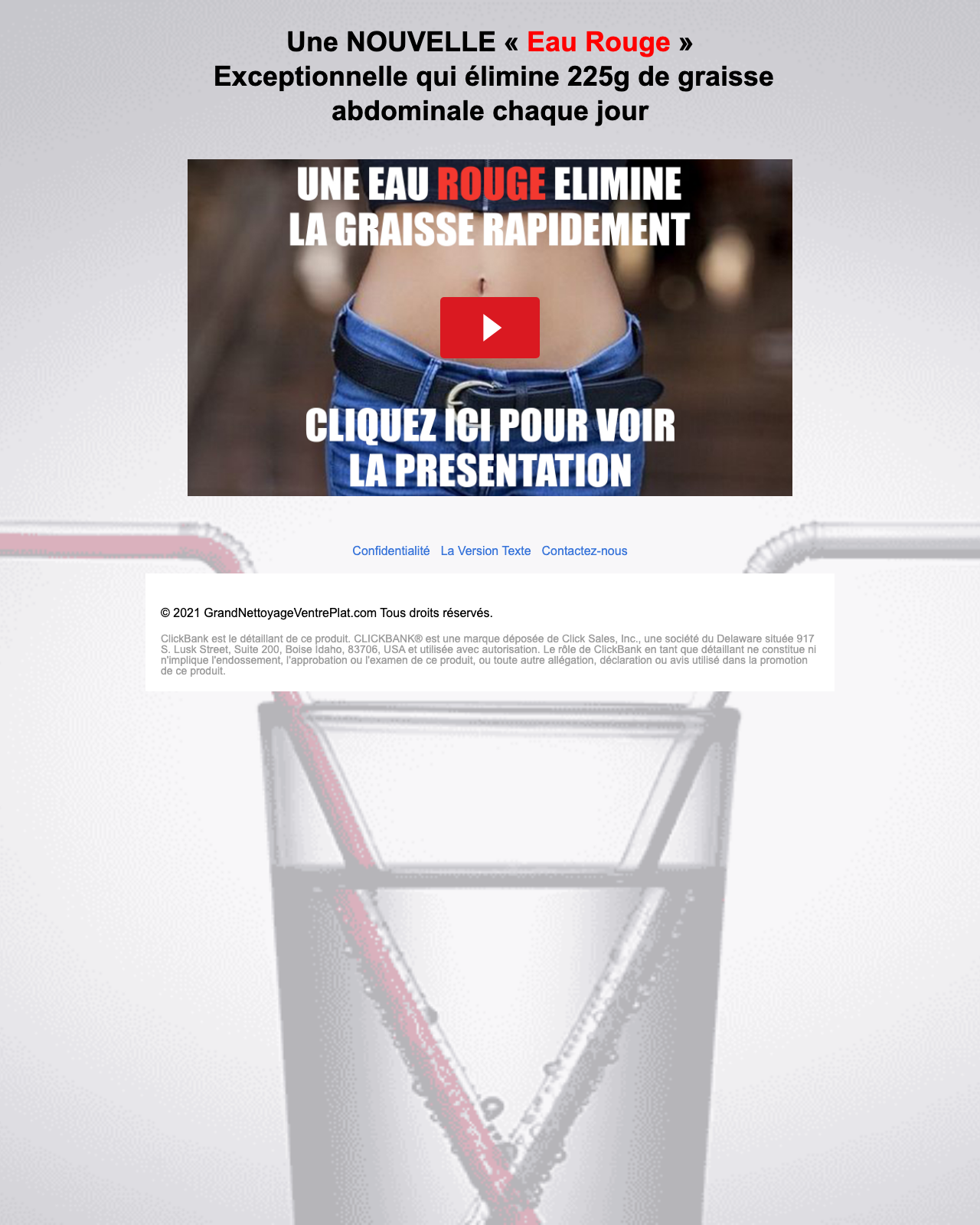 Screenshot of the FRENCH - Flat Belly Flush & 10-Day Fat Flush (NEW) - 2 Top Offers!! sales page — open current offer