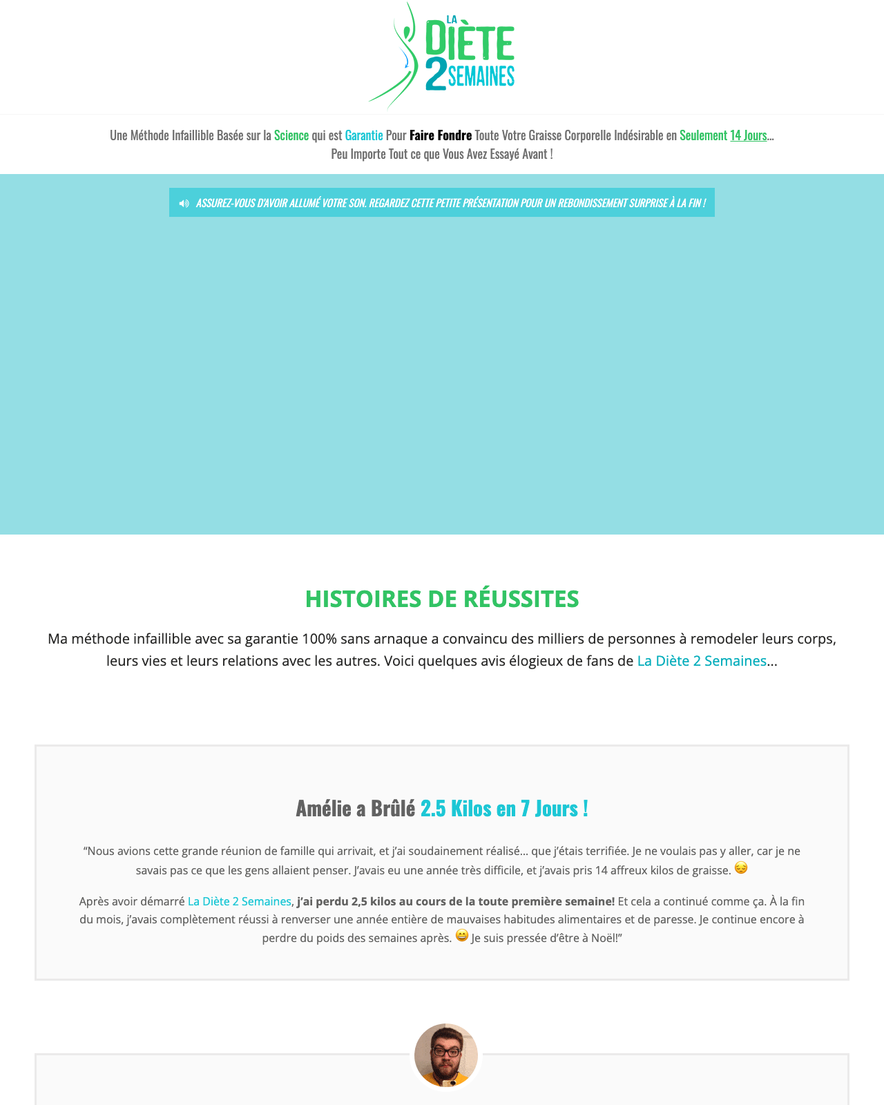 Screenshot of the French Version - The 2 Week Diet - Just Launched By Proven Sellers! sales page — open current offer