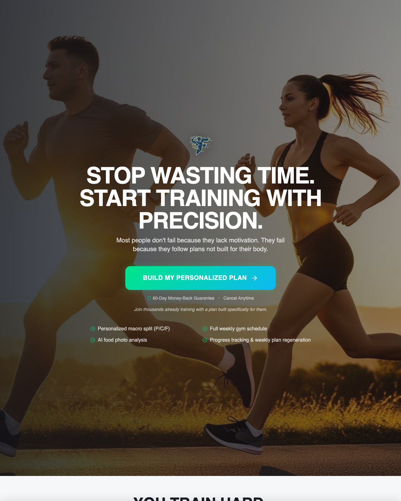Screenshot of the Get a Personalized Fat-Loss & Muscle Plan in 60 Seconds sales page — open current offer