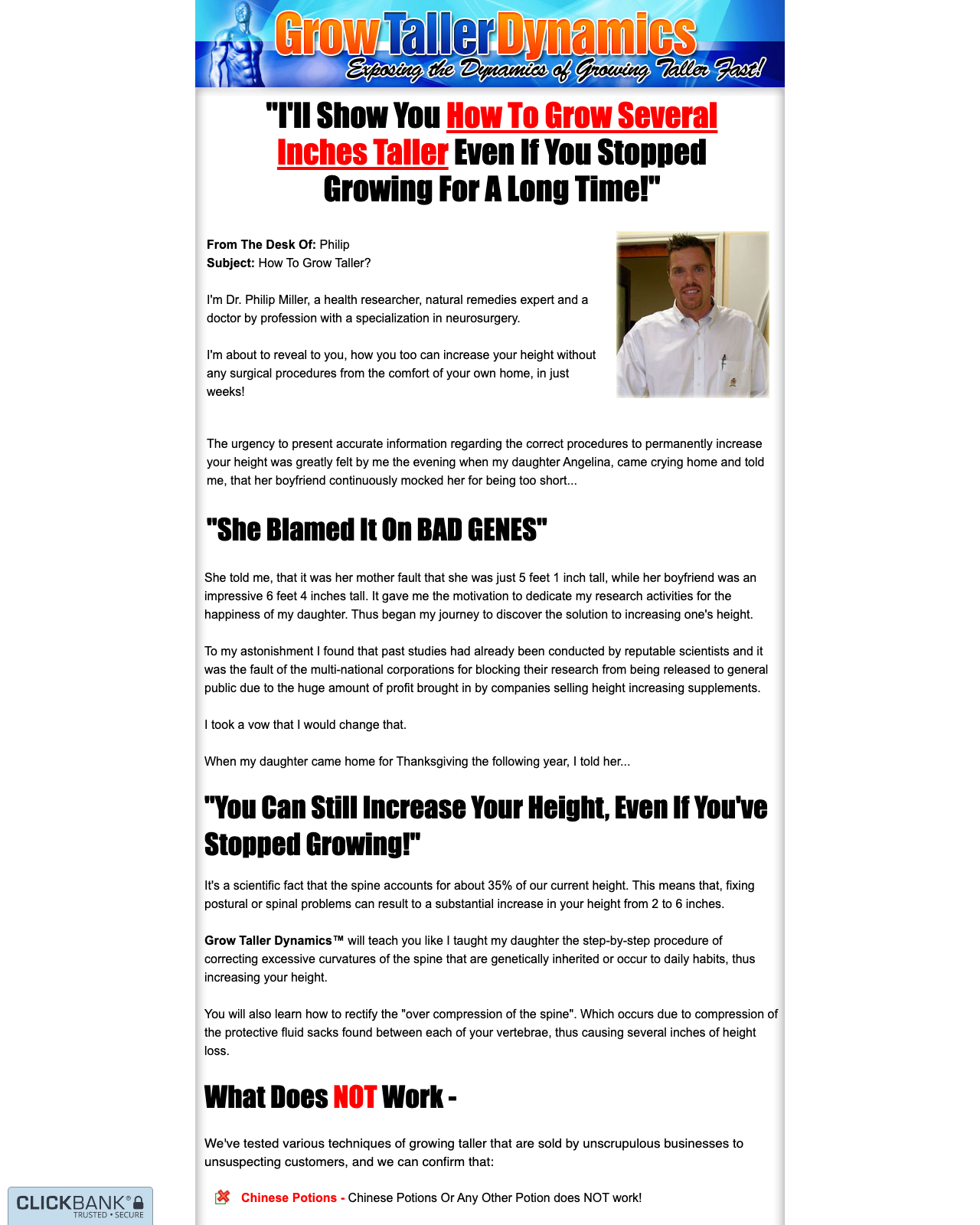 Screenshot of the Grow Taller Dynamics - Hot Niche with Amazing Conversion sales page — open current offer