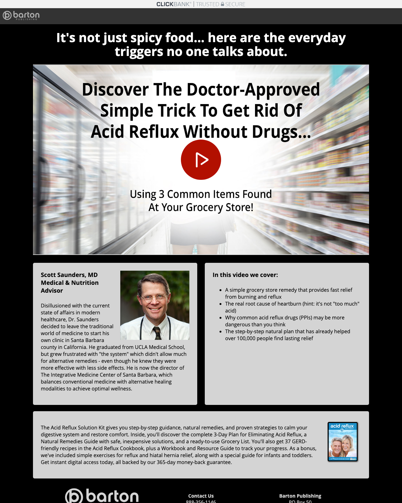 Screenshot of the Heartburn & Acid Reflux Remedy Report - $50 Bonus Offer! sales page — open current offer