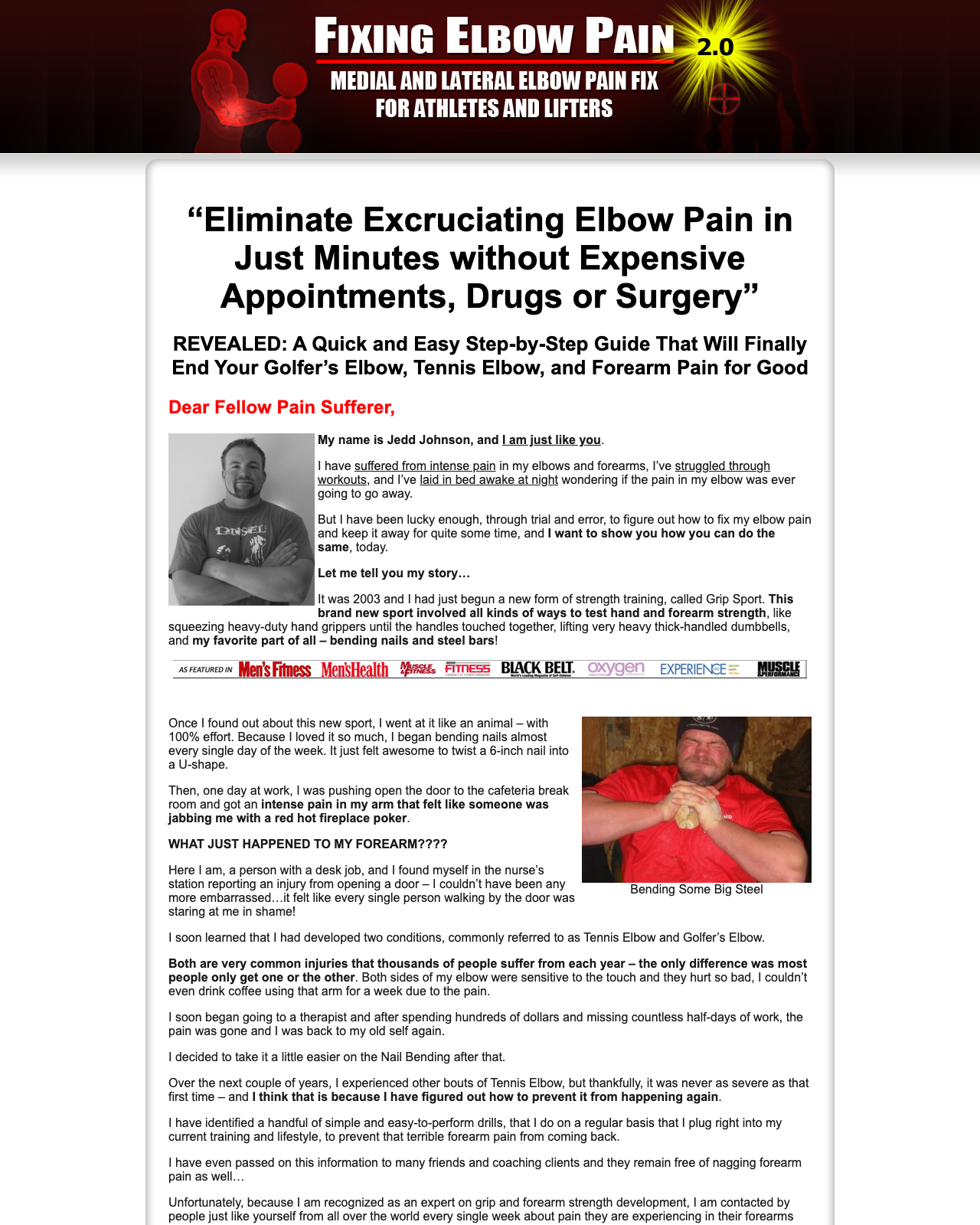 Screenshot of the Killer Product for Exercise Enthusiasts and Hard Gainers sales page — open current offer
