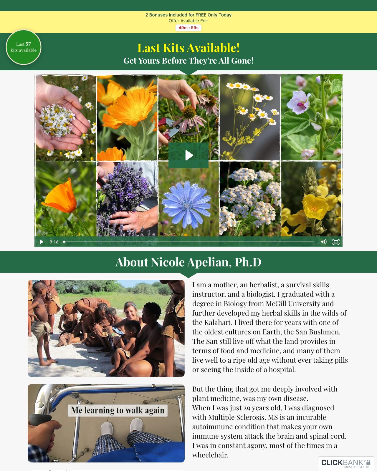 Screenshot of the Medicinal Garden Kit - BRAND NEW! sales page — open current offer