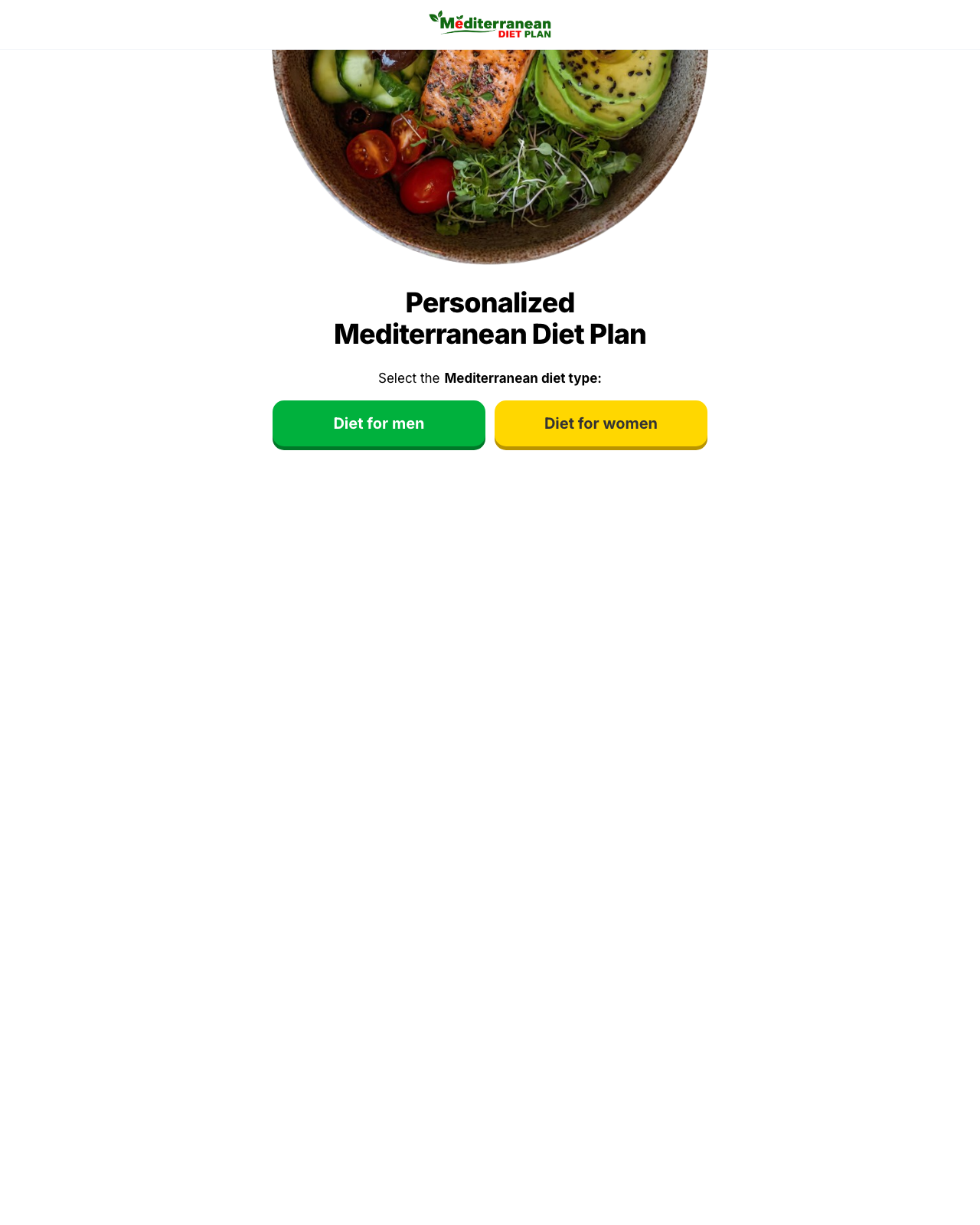 Screenshot of the Mediterranean Diet For Weight Loss sales page — open current offer