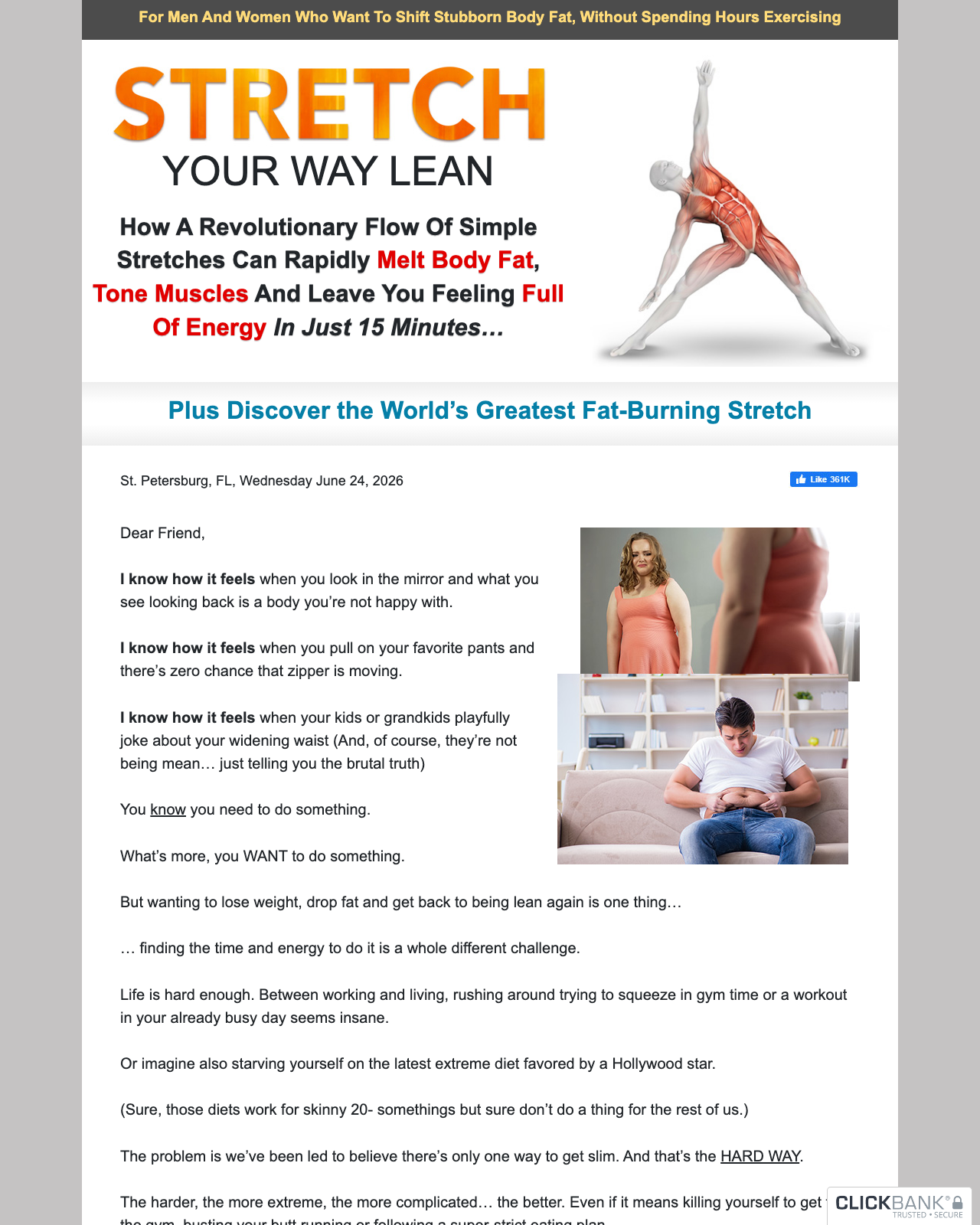 Screenshot of the Metabolic Stretching sales page — open current offer