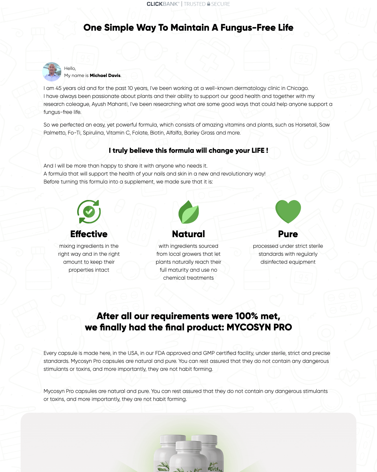 Screenshot of the Monster In The Fungus Niche - Mycosyn sales page — open current offer