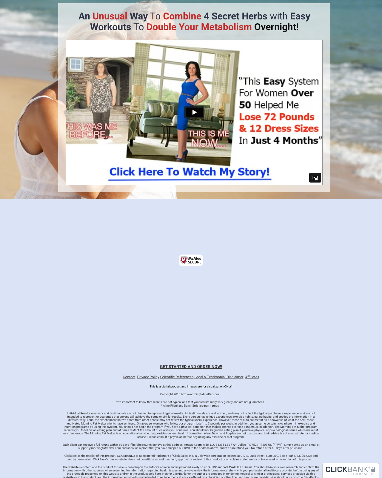 Screenshot of the Morning Fat Melter - NEW Goldmine For Affiliates in 2026 sales page — open current offer