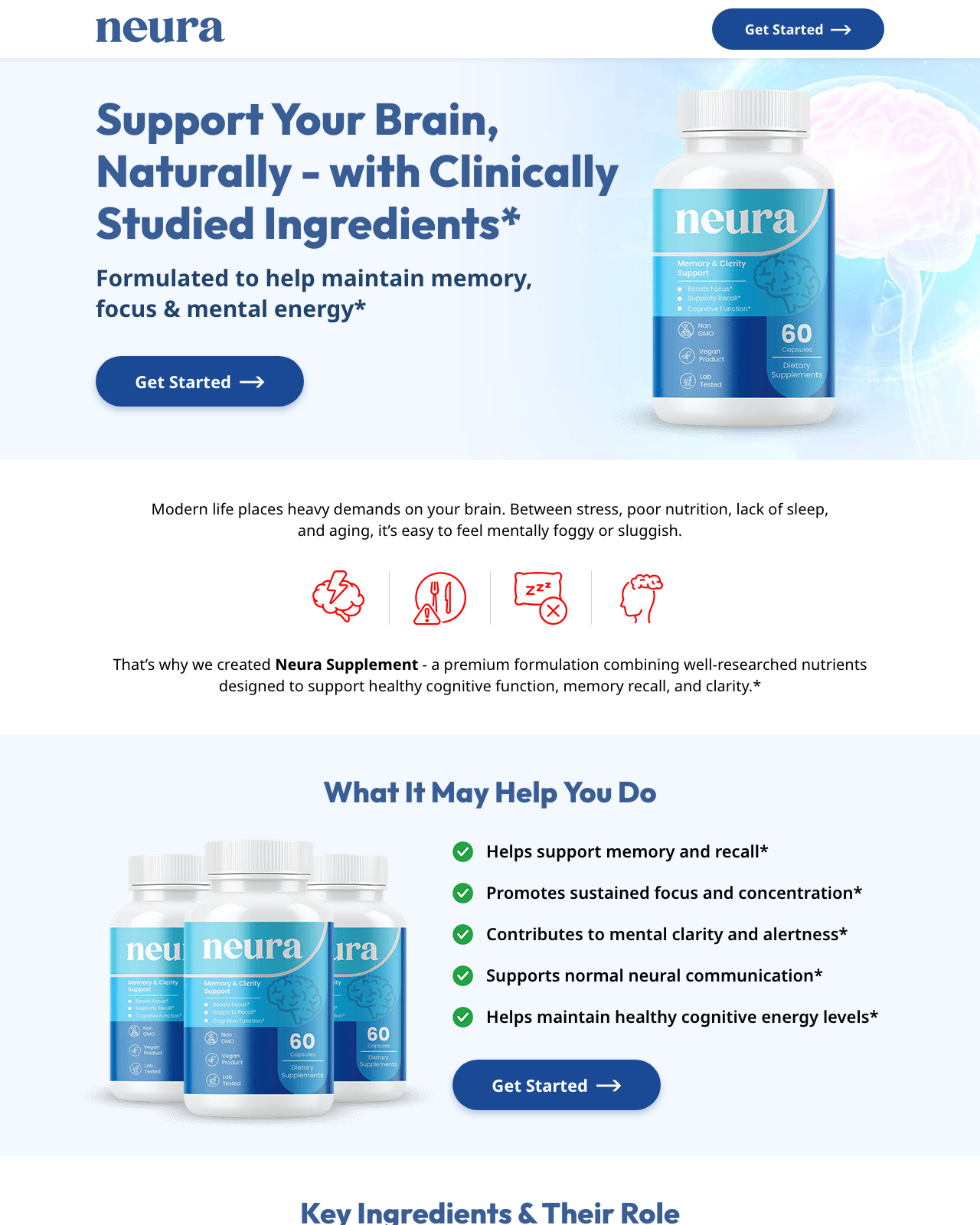 Screenshot of the Neura (Super Legit Memory Supplement) sales page — open current offer