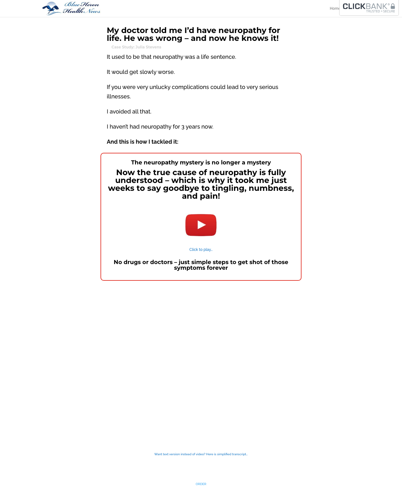 Neuropathy No More - Blue Heron Health News Remedies review image from Supplement Skeptic