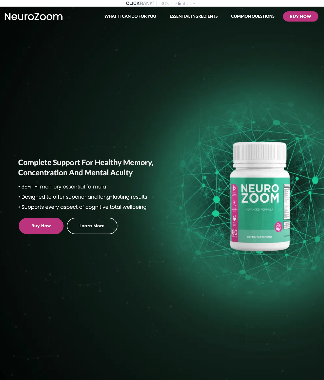 Screenshot of the NEUROZOOM - The Golden Brain Health Offer sales page — open current offer