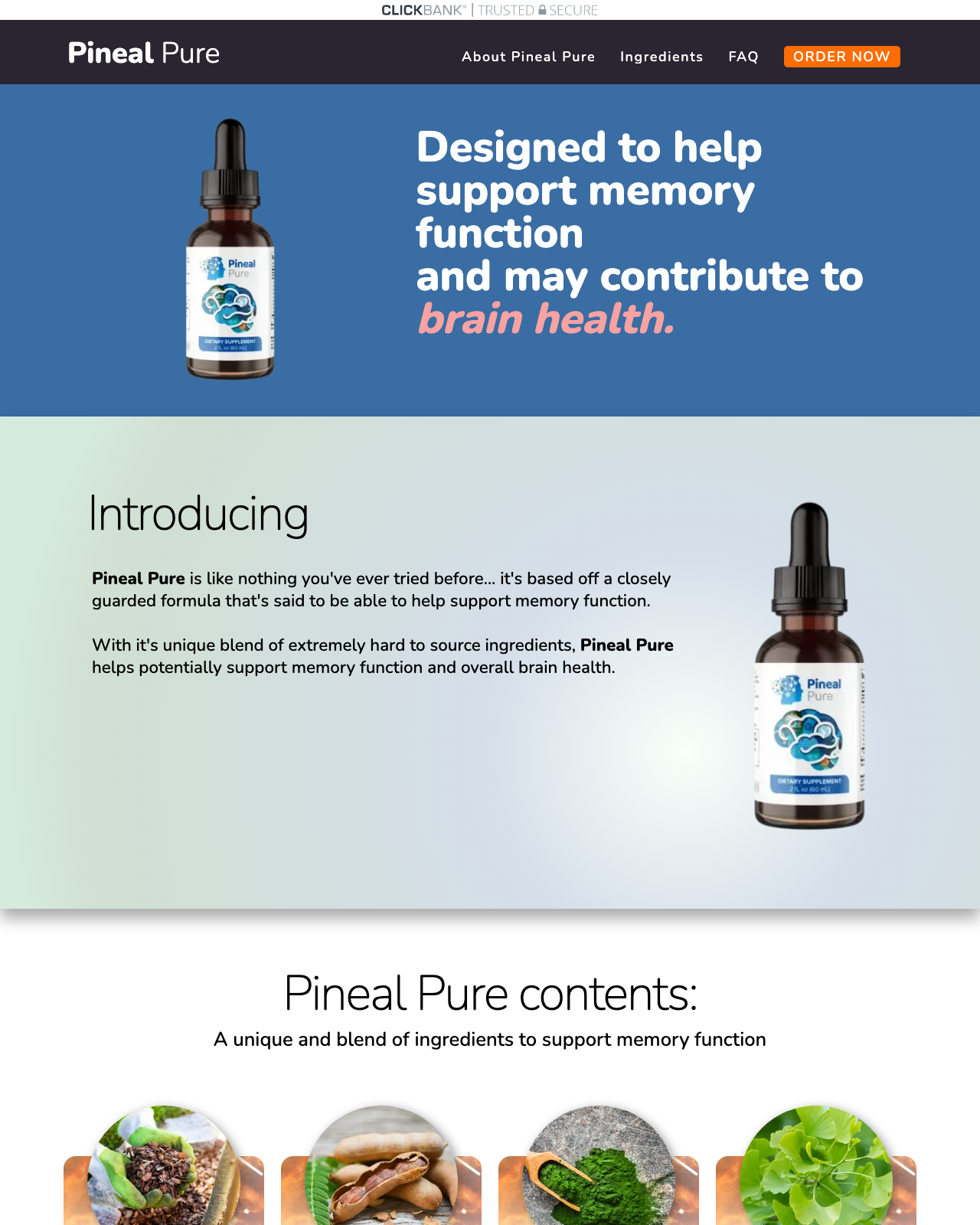 Screenshot of the Pineal Pure -  Brand New Brain Health Supplement for Q4 2024! sales page — open current offer