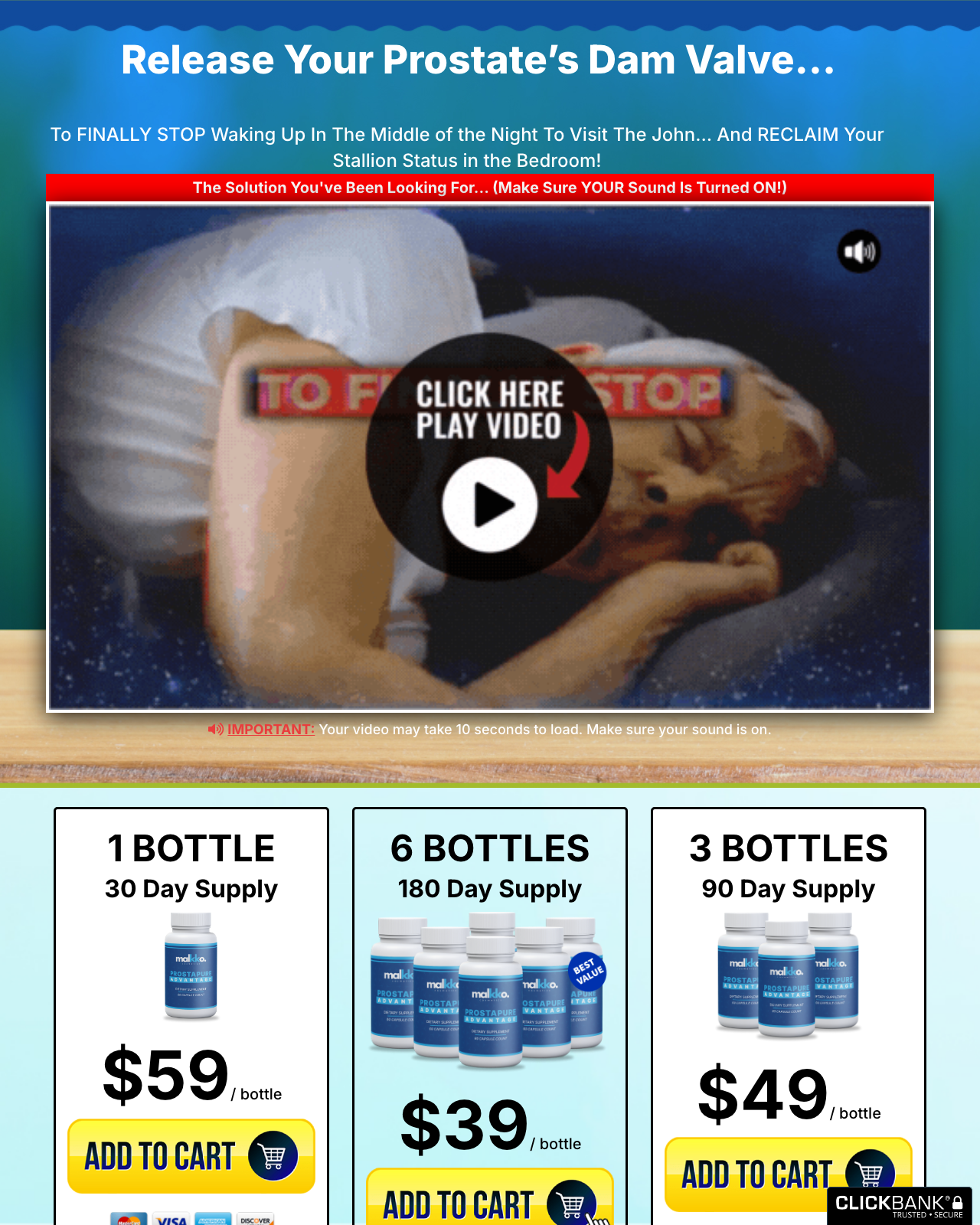 Screenshot of the ProstaPure 24 sales page — open current offer