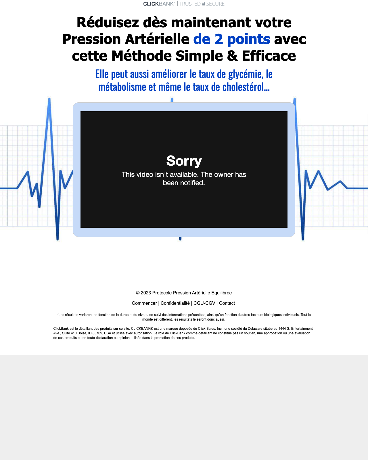 Screenshot of the Protocole Contre Hypertension - French Blood Pressure Protocol sales page — open current offer