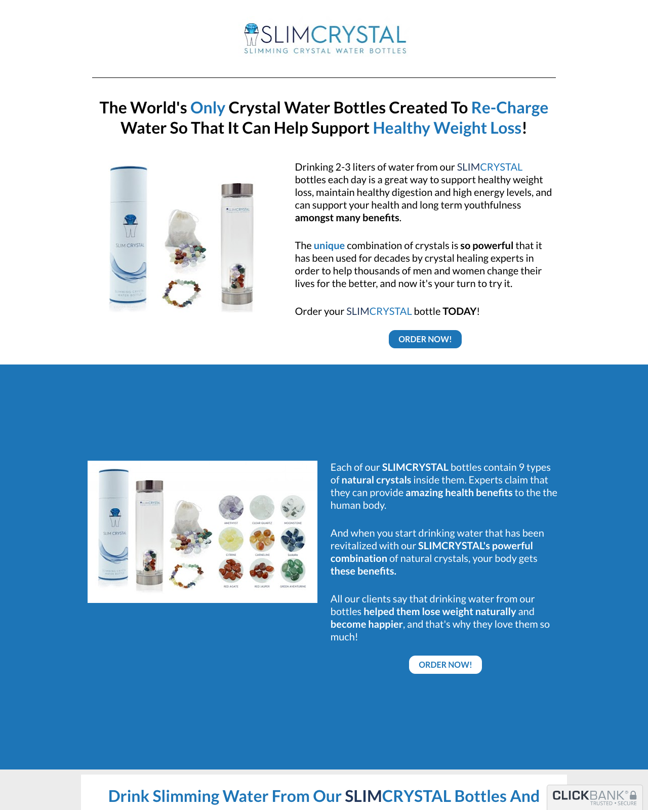 Screenshot of the SLIMCRYSTAL - Unique Offer Huge Payouts - up to $300/Sale & $3.9 EPC sales page — open current offer