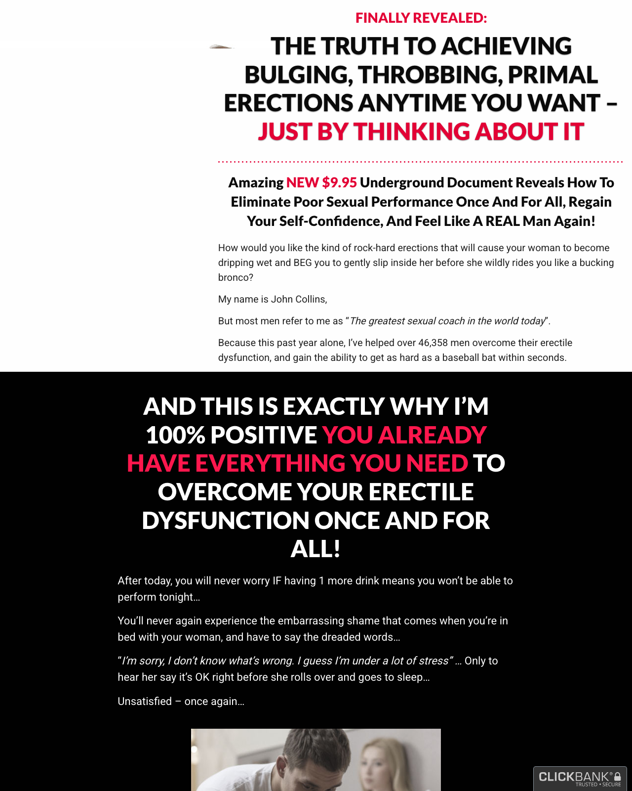 Screenshot of the The ED Bible - High EPCs On This Erectile Dysfunction Tripwire Offer sales page — open current offer