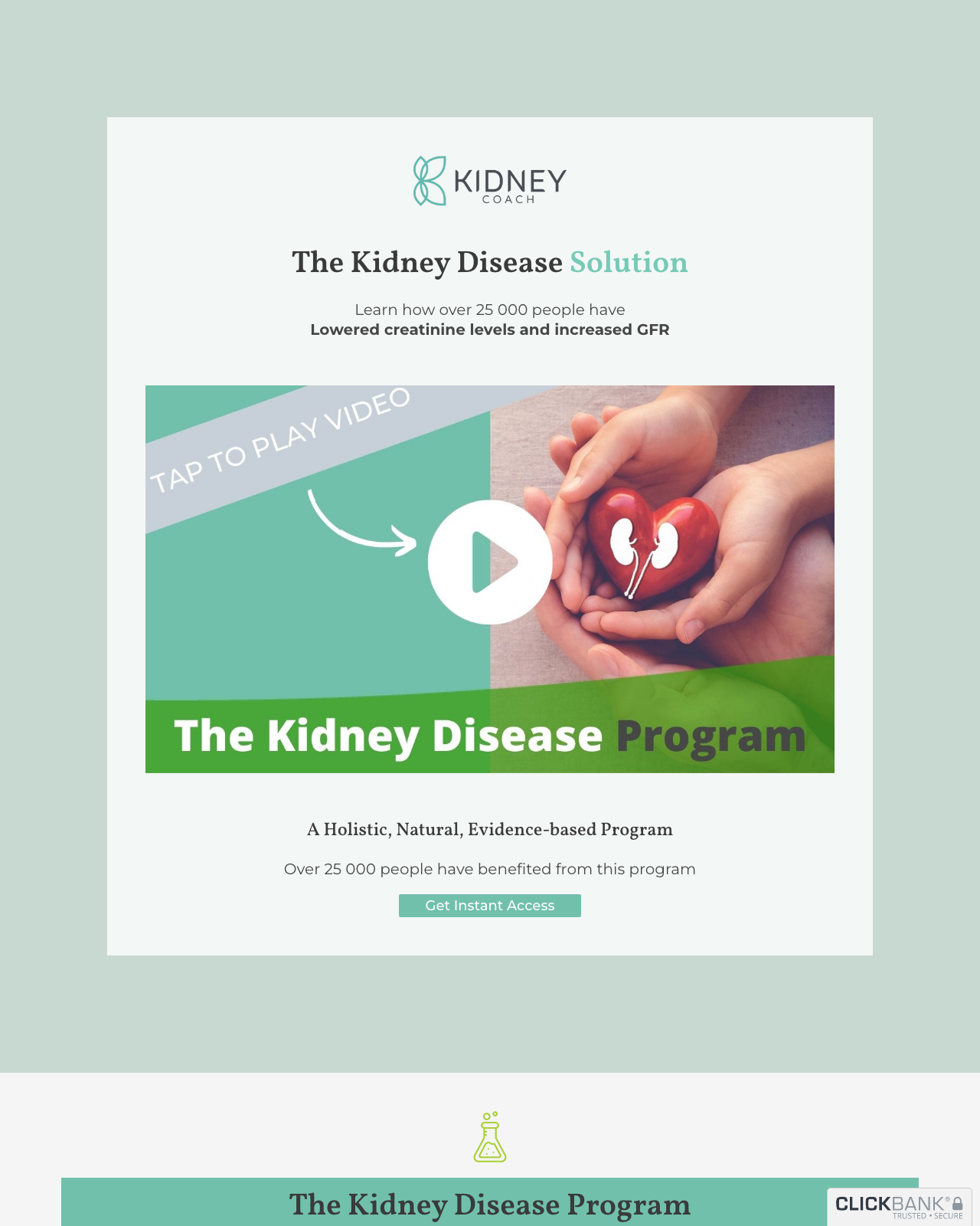 Screenshot of the The Kidney Disease Solution sales page — open current offer