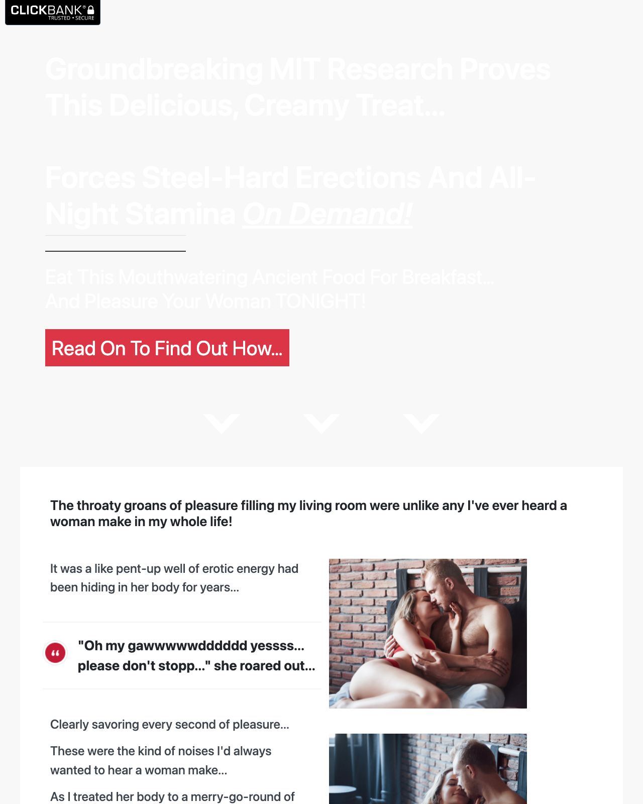 Screenshot of the The Manhood Miracle sales page — open current offer