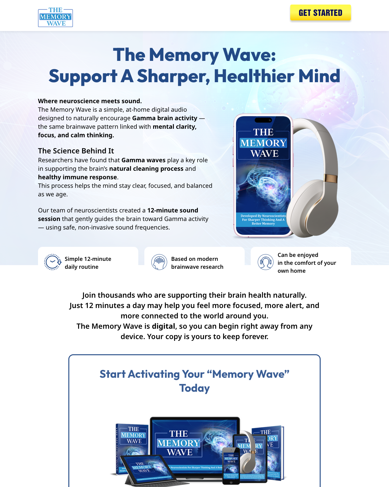 Screenshot of the The Memory Wave sales page — open current offer