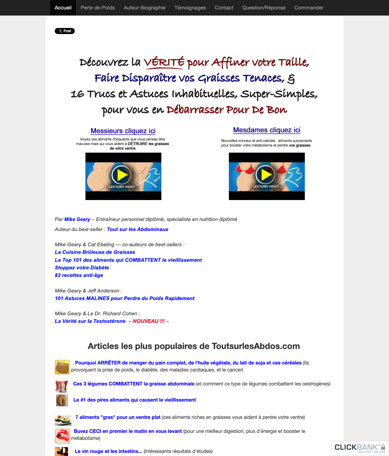 Screenshot of the toutsurlesabdos.com - 7 versions françaises de best-sellers sales page — open current offer