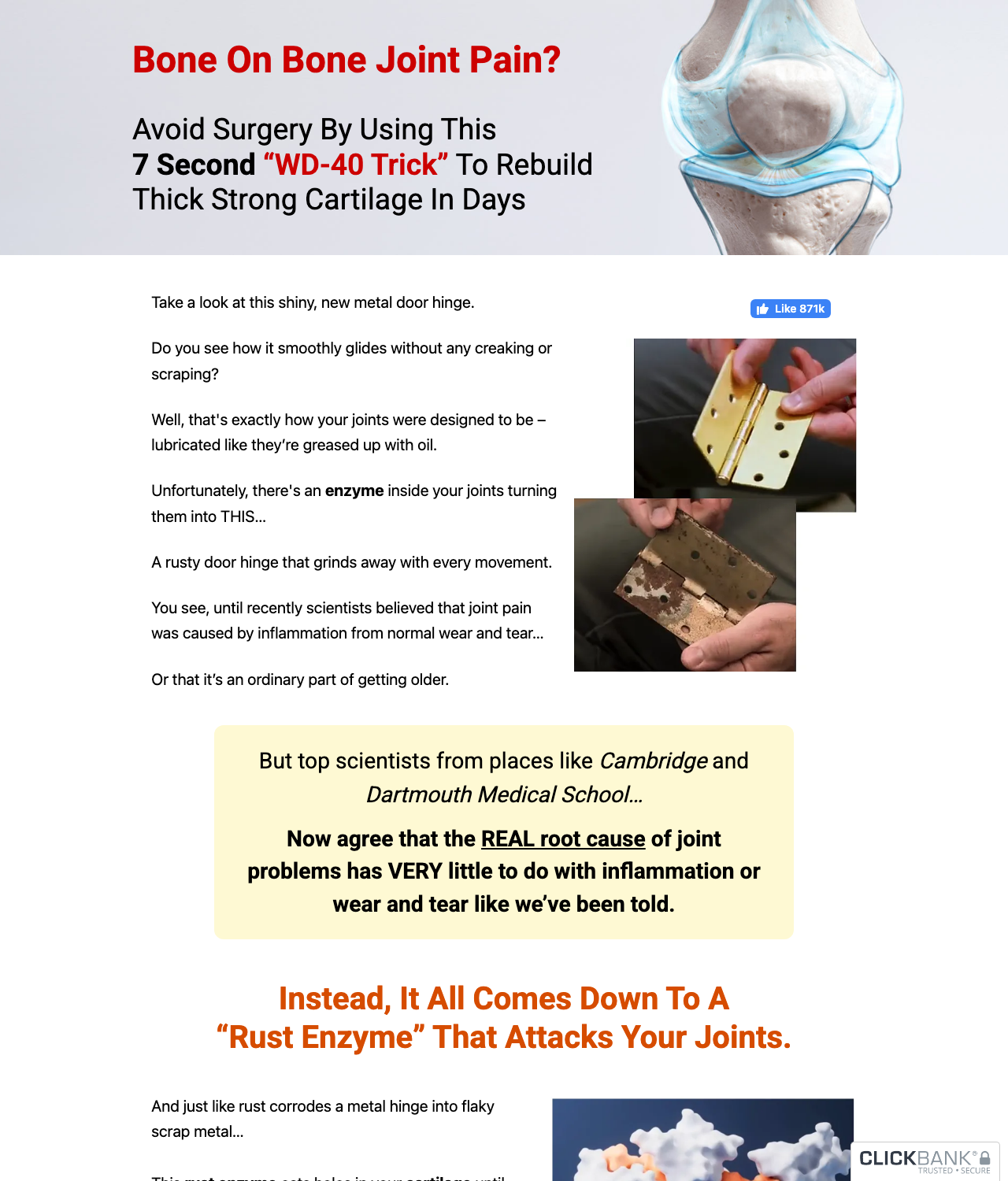 Screenshot of the Unlock Big Commissions with Joint Glide – The Ultimate Joint Formula! sales page — open current offer
