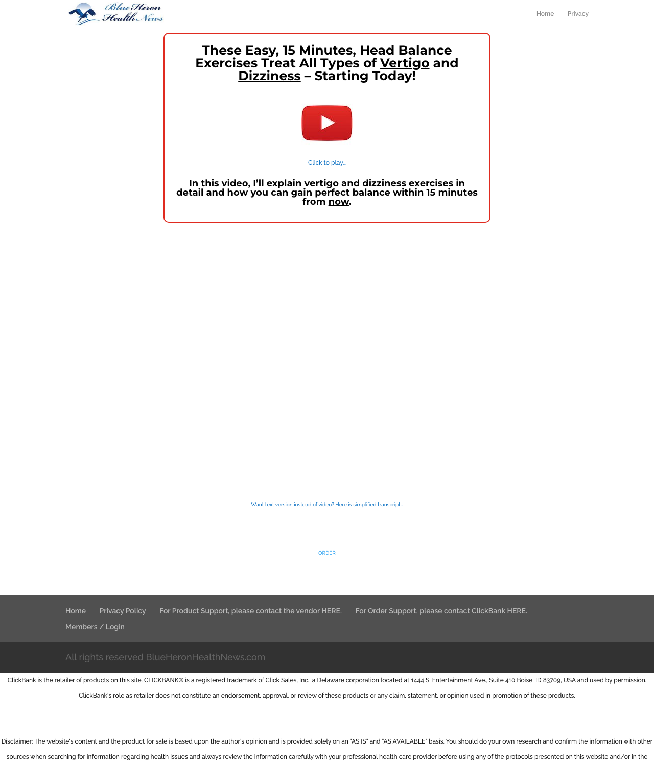 Vertigo and Dizziness Program - Blue Heron Health News Remedies review image from Supplement Skeptic