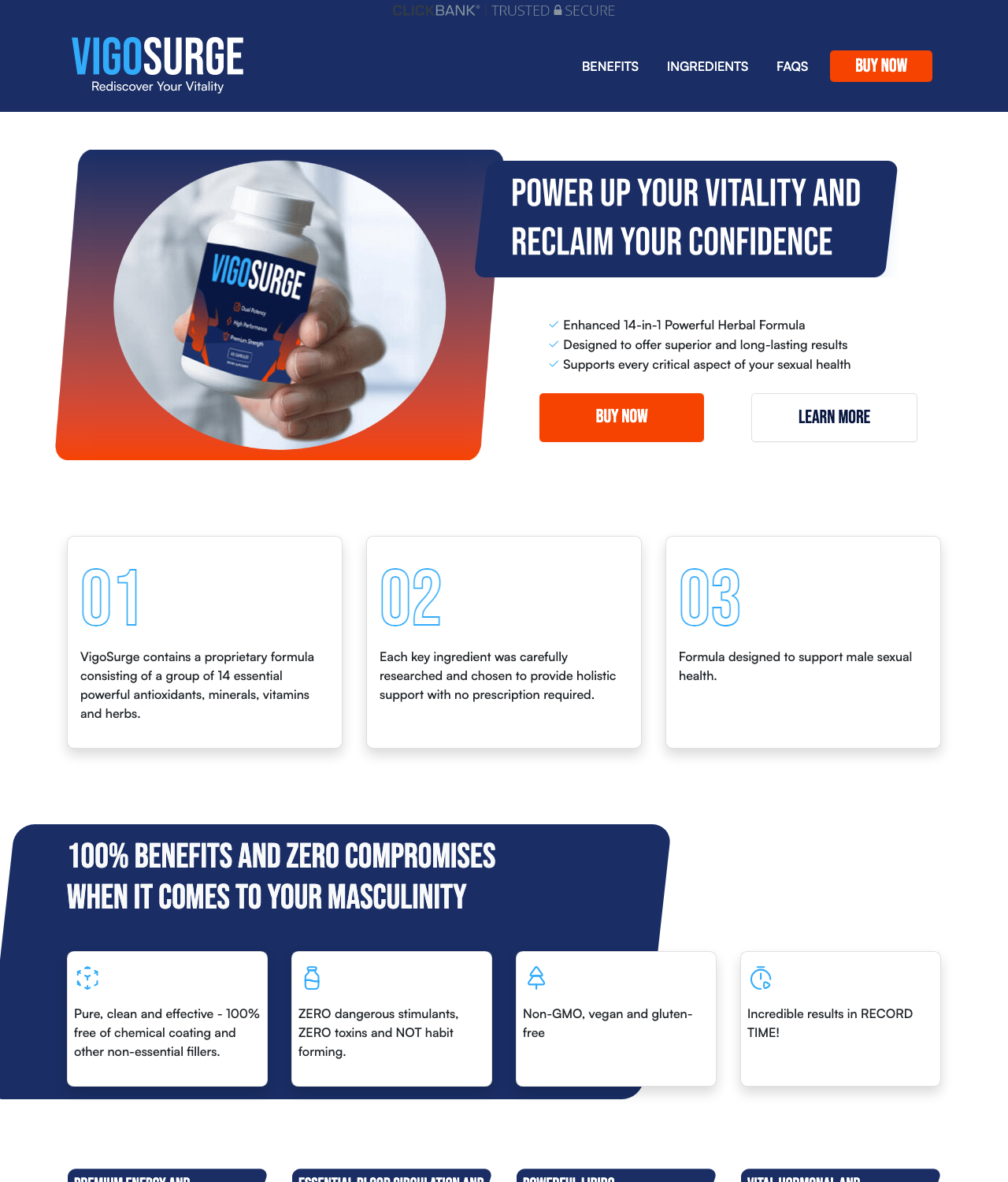 Screenshot of the VigoSurge - Your Next Top ED Offer sales page — open current offer
