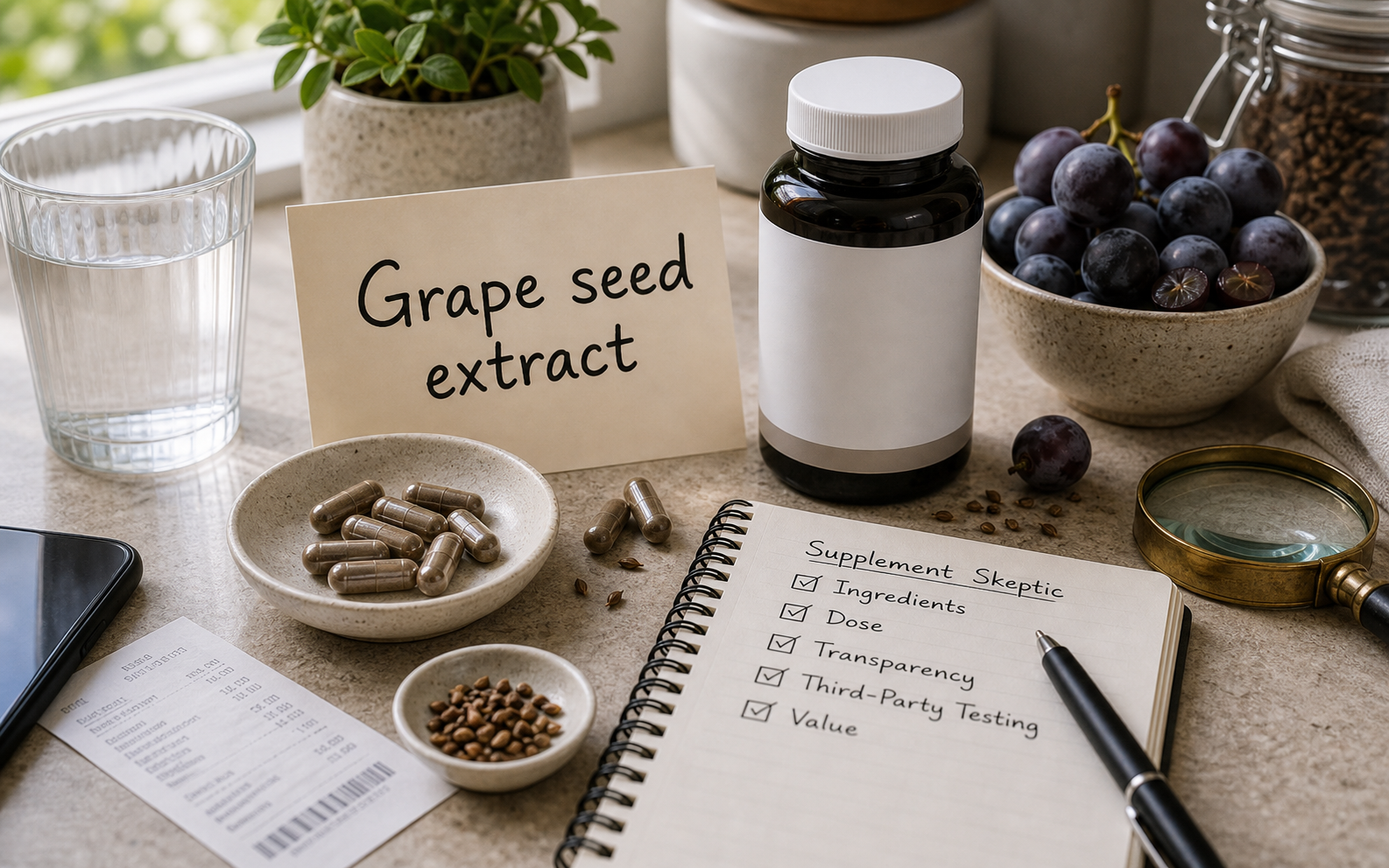 Grape seed extract ingredient review scene